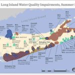 The map highlights areas of Long Island affected by Harmful Algal Blooms in the summer of 2016. Lawmakers in the region are working to solve the worsening issue by addressing the source of nutrient overloading- septic systems.